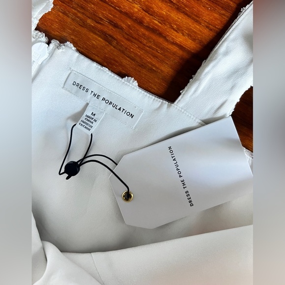 Dress the Population Anabel Semisheer Sweetheart Neck Gown Off White Size M NWT - Picture 11 of 16